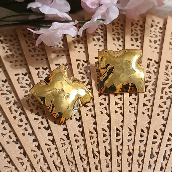 80's earrings Brass for sale - Picture 8 of 14